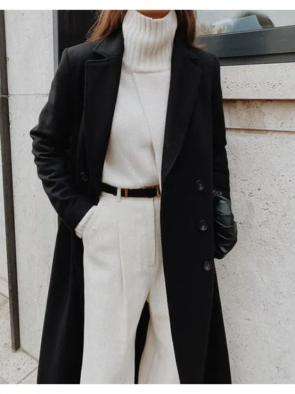 Women's Coat Wool Fitted Elegant Cut