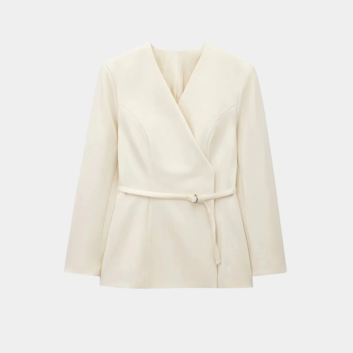 Elegant Women's Long-Sleeve Wrap Blazer with Belt
