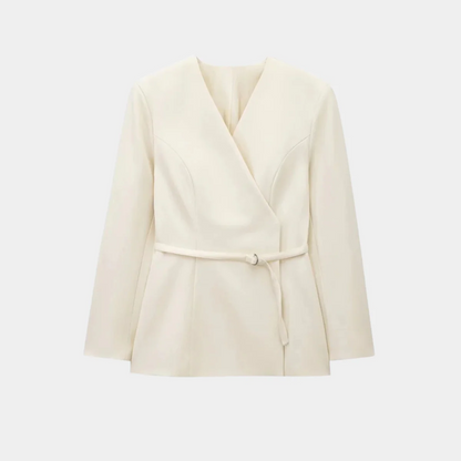 Elegant Women's Long-Sleeve Wrap Blazer with Belt