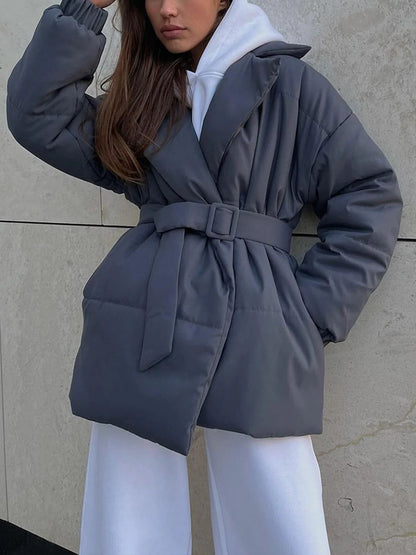 Gürteltaschen Pufferjacke Wickel Stepp Winterjacke - IdealeKleiden