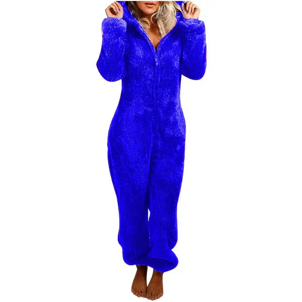 Women's Warm Fleece Onesie with Hood