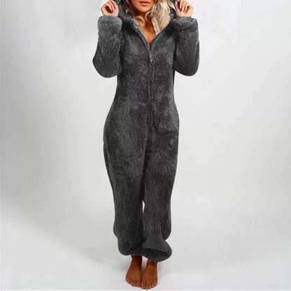 Women's Warm Fleece Onesie with Hood