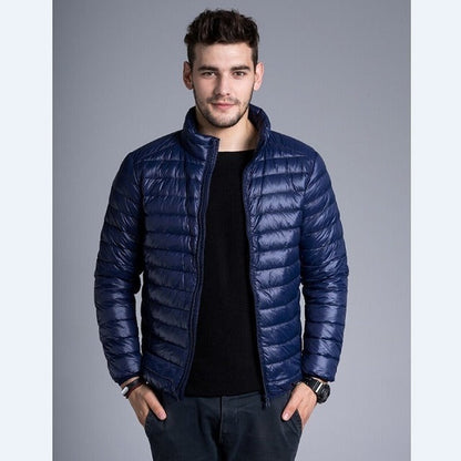 Men's Quilted Jacket Hood Zipper Warm