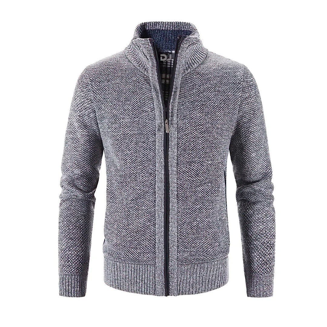 Slim Fit Cardigan Wool Knit Ribbed Edge Modern Design