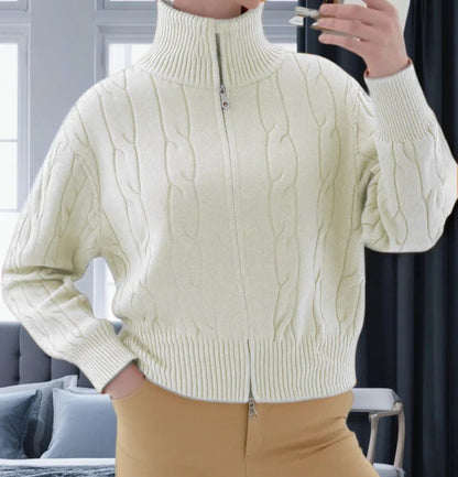 Women's Dress Wool Blend Relaxed Fit High Collar Zipper
