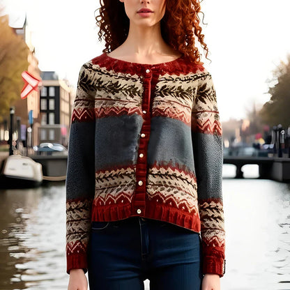 Damen Ethno Cardigan Stilvoll Modern - IdealeKleiden