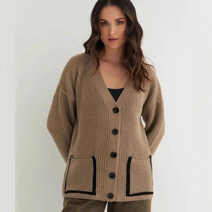 Kaschmir Strickjacke Lockere Passform V-Ausschnitt