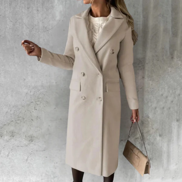 Women's Classic Wool Trench Coat Tailored Fit