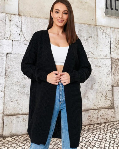 Chunky Cardigan Plus Size Cable Knit Long Open Style