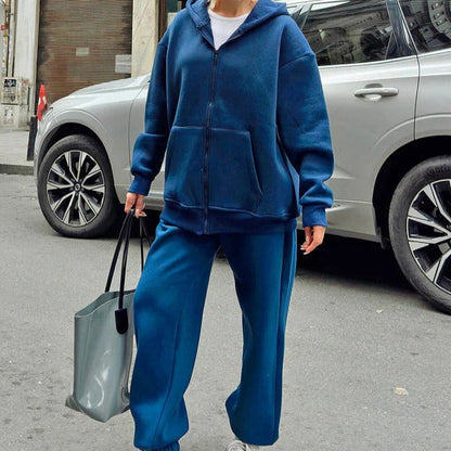 Comfortable Plus Size Tracksuit Hooded Soft Cotton