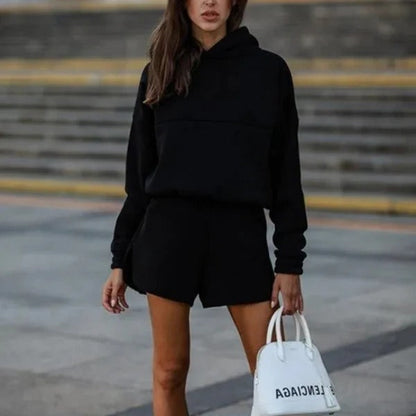 Comfortable Plus Size Loungewear Set Hoodie and Shorts