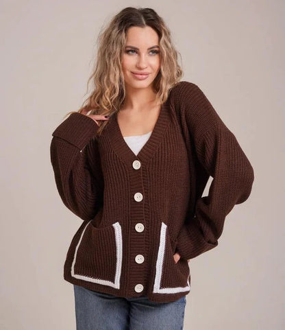Kaschmir Strickjacke Lockere Passform V-Ausschnitt
