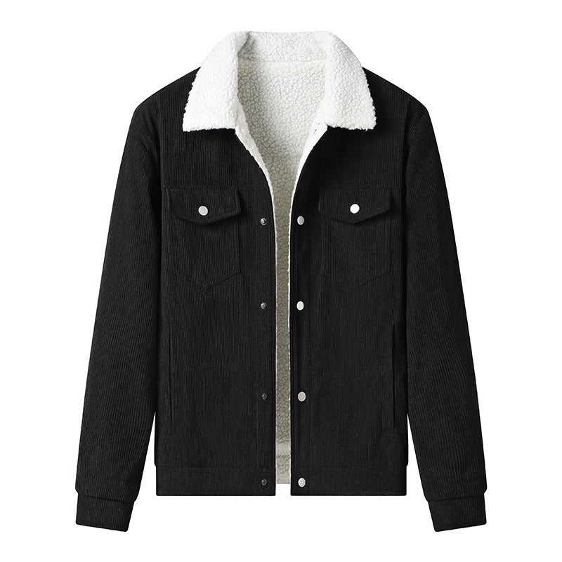 Corduroy Jacket Fleece Leather Look Elegant