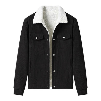 Corduroy Jacket Fleece Leather Look Elegant