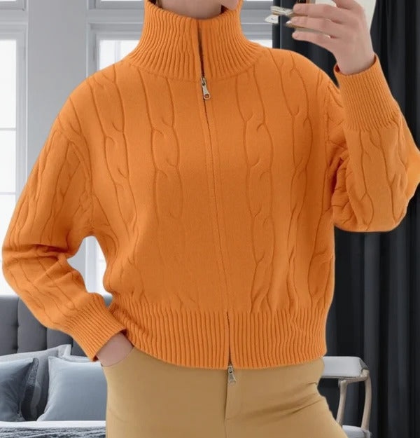 Women's Dress Wool Blend Relaxed Fit High Collar Zipper