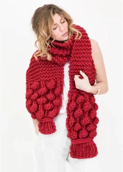 Large Scarf Wool Blend Oversized Knit Design