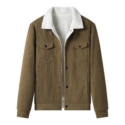 Corduroy Jacket Fleece Leather Look Elegant