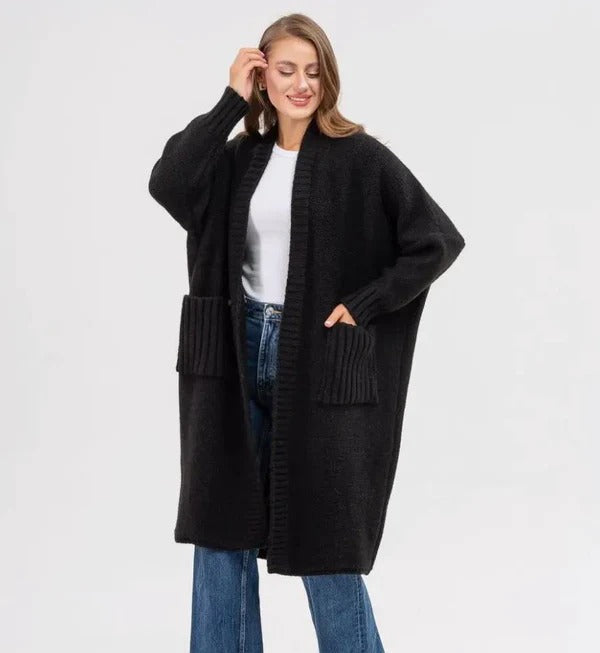 Oversized Woolly Long Cardigan with XXL Pockets