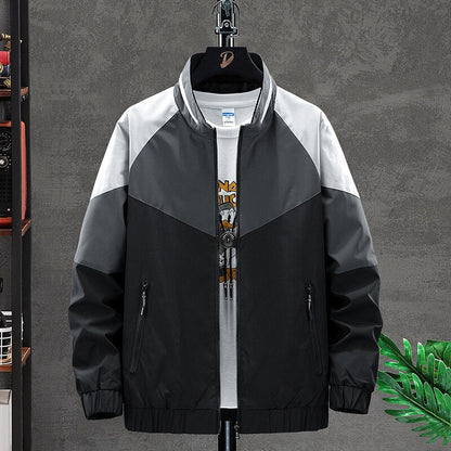 Sporty Color Block Zip-Up Jacket