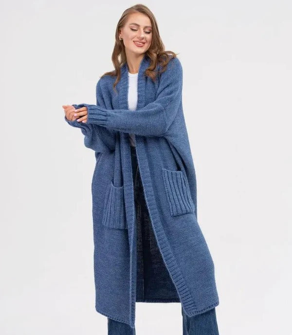 Oversized Woolly Long Cardigan with XXL Pockets