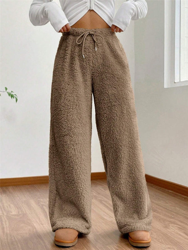 Hohe Taille Loungehose Mit Kordelzug Damen - IdealeKleiden