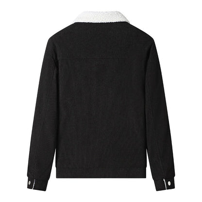 Cordjacke Fleece Leder Look Elegant - IdealeKleiden