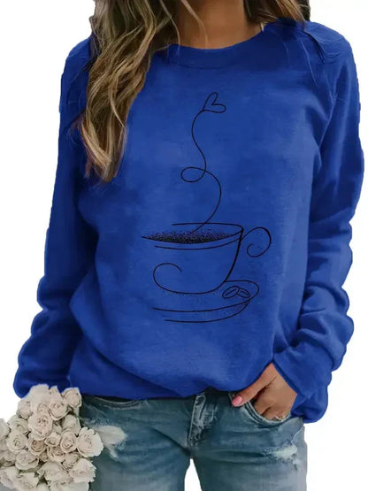 Coffee Sweatshirt Women Crewneck Coffee Mug Motif