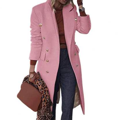 Elegant Wool Coat Women's Tailored Fit Knee-length