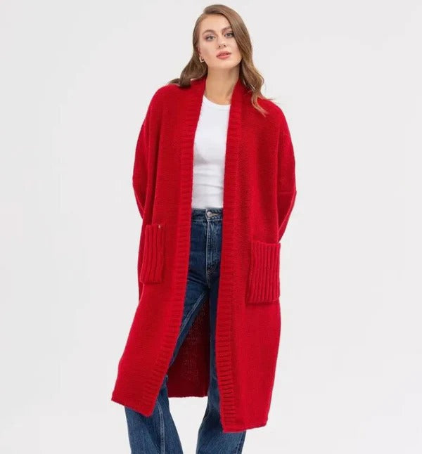 Oversized Woolly Long Cardigan with XXL Pockets