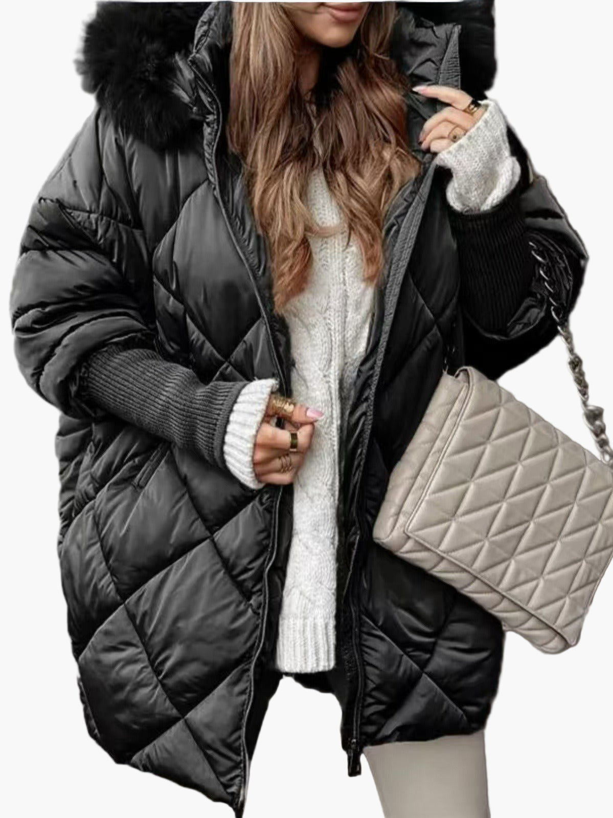 Wintersteppjacke Oversize Kapuze Warm