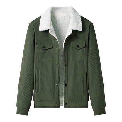 Corduroy Jacket Fleece Leather Look Elegant