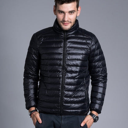 Men's Quilted Jacket Hood Zipper Warm