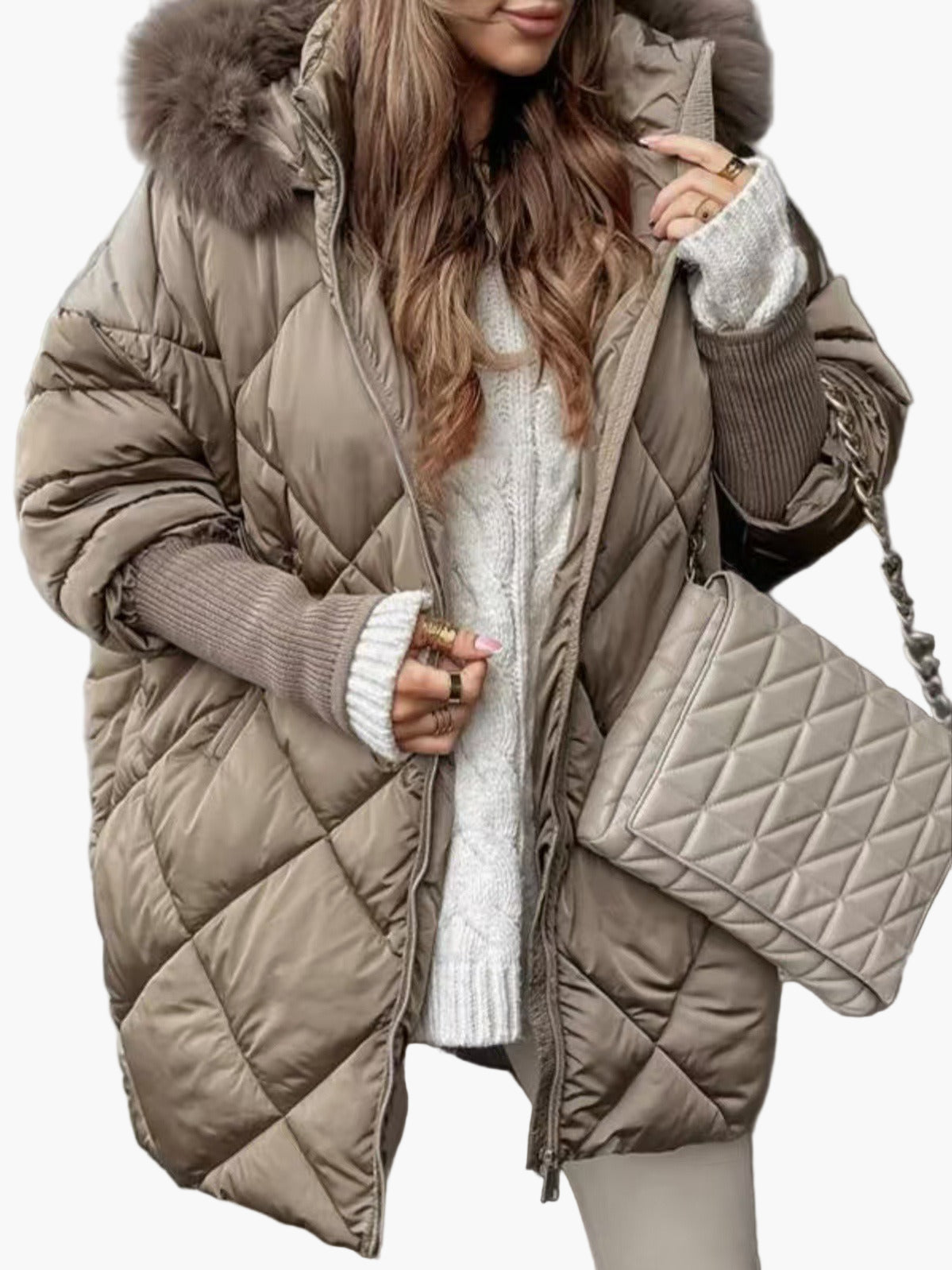 Wintersteppjacke Oversize Kapuze Warm