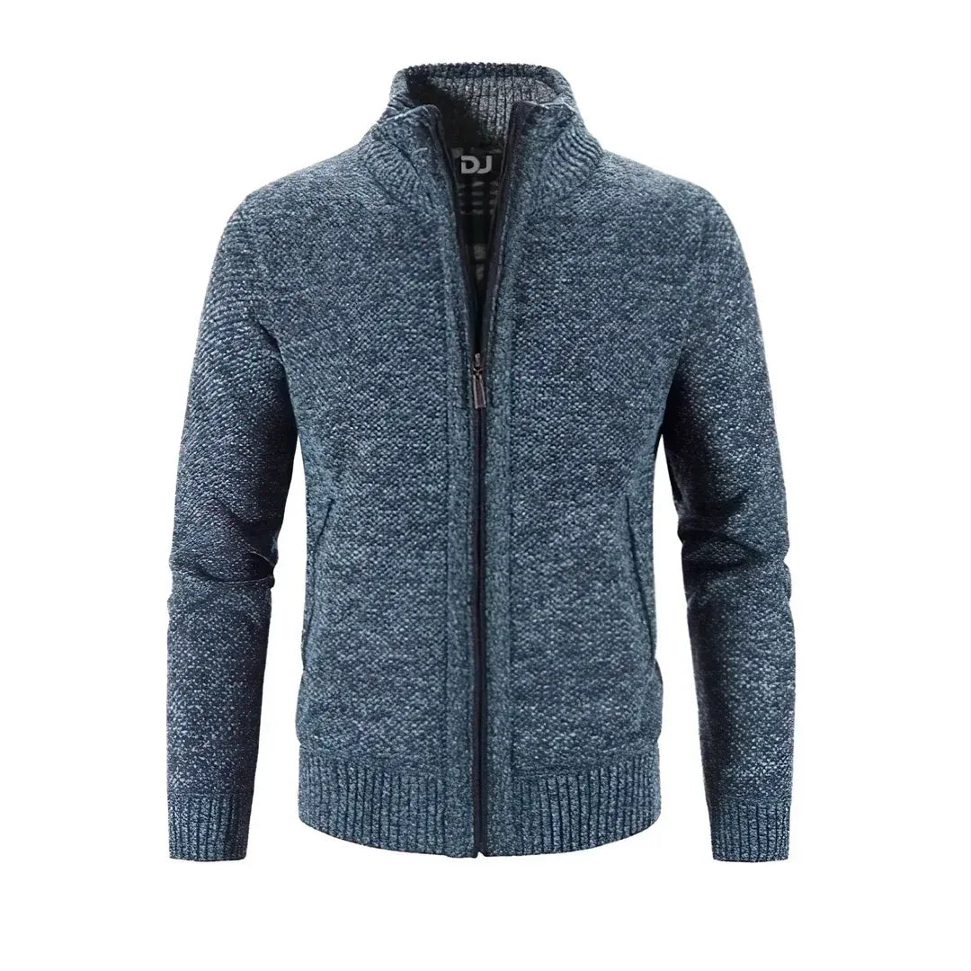 Slim Fit Cardigan Wool Knit Ribbed Edge Modern Design