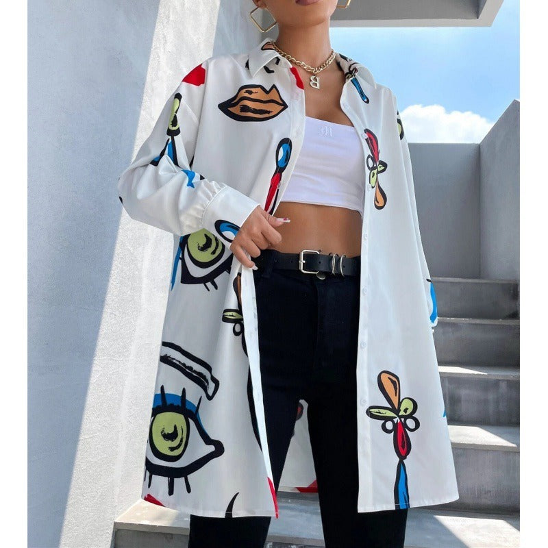 Bequemes Langarmshirt mit Grafikdruck - IdealeKleiden