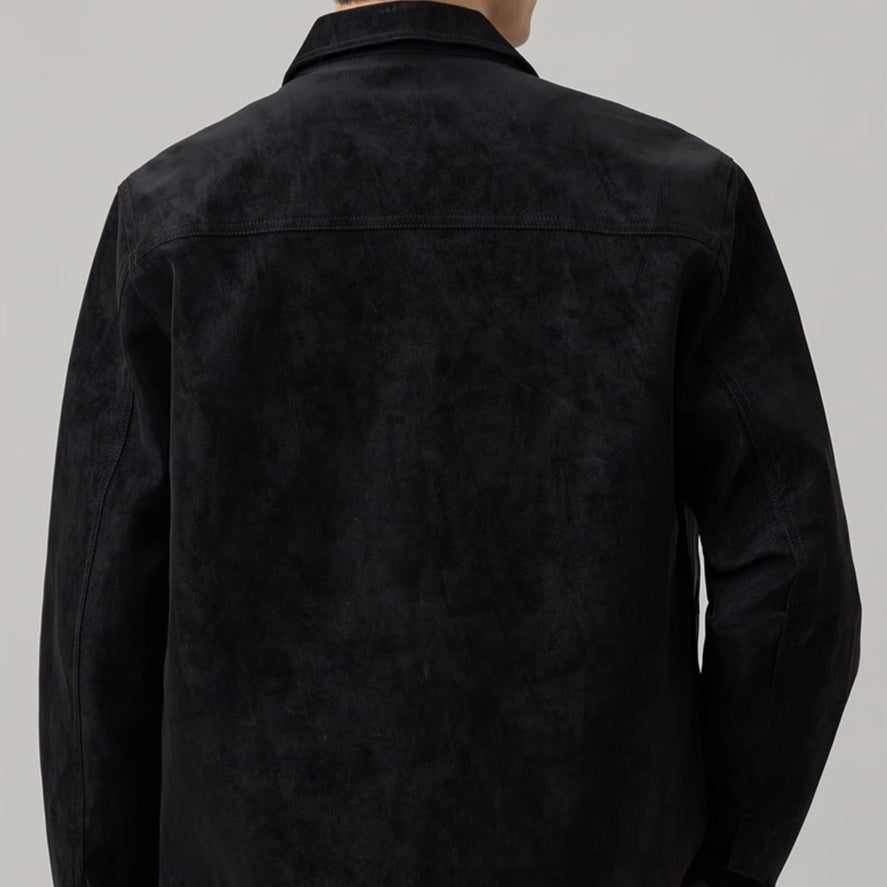 Herren Lederjacke Mit Wildleder Optik - IdealeKleiden