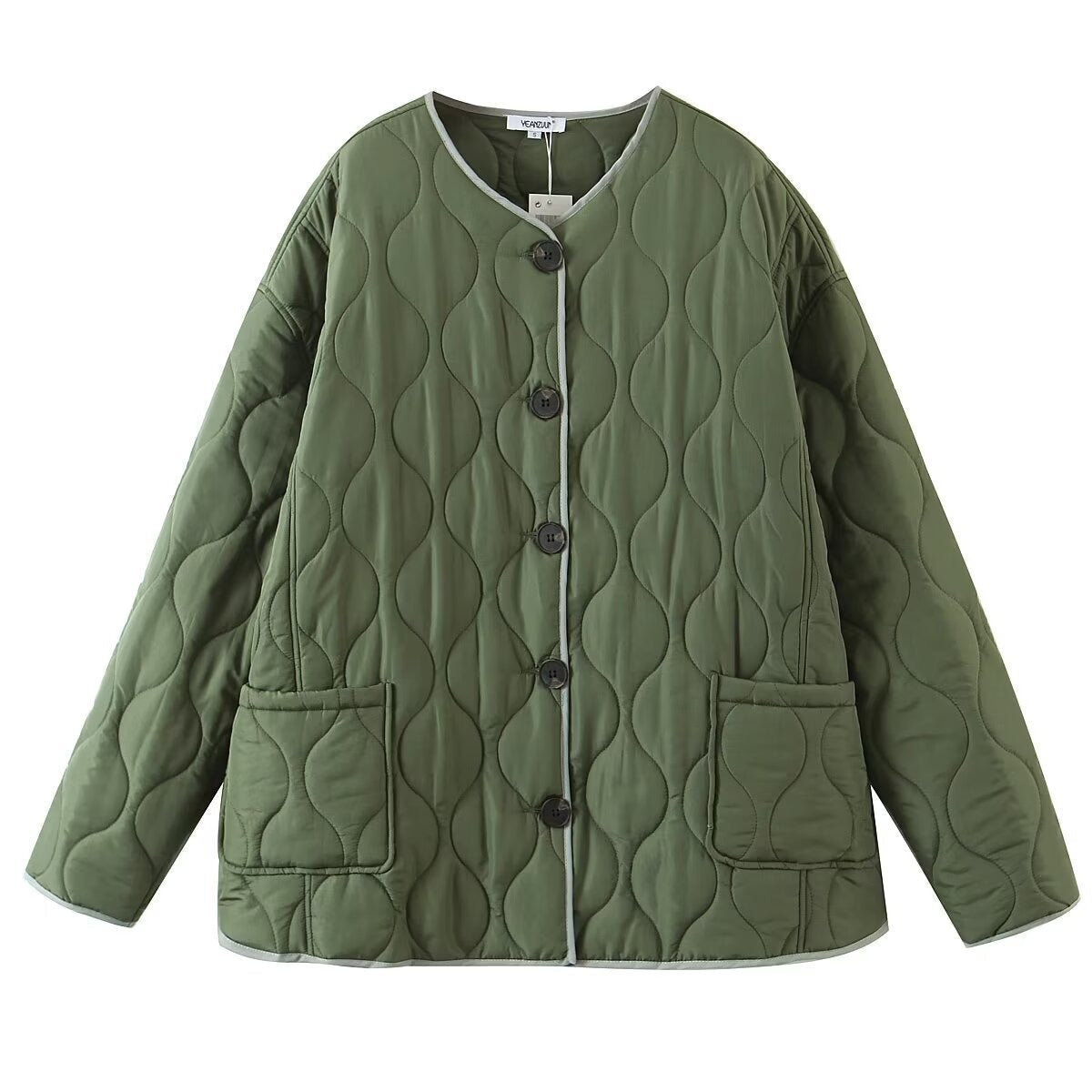 Damen Steppjacke Knopfleiste Modern Frauen - IdealeKleiden