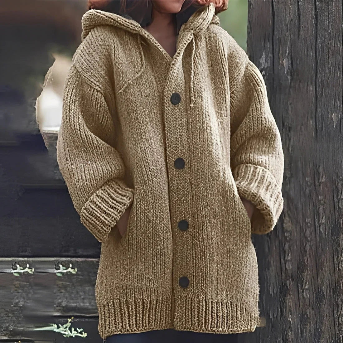 Women's Hooded Cardigan Cozy With Pockets