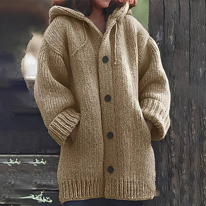 Women's Hooded Cardigan Cozy With Pockets