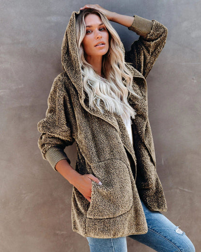 Comfortable Women's Plus Size Teddy Vest with Hood
