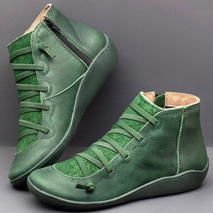 Fashionable Ankle Boots Smooth Leather Low Heel