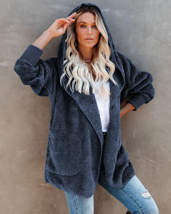 Comfortable Women's Plus Size Teddy Vest with Hood