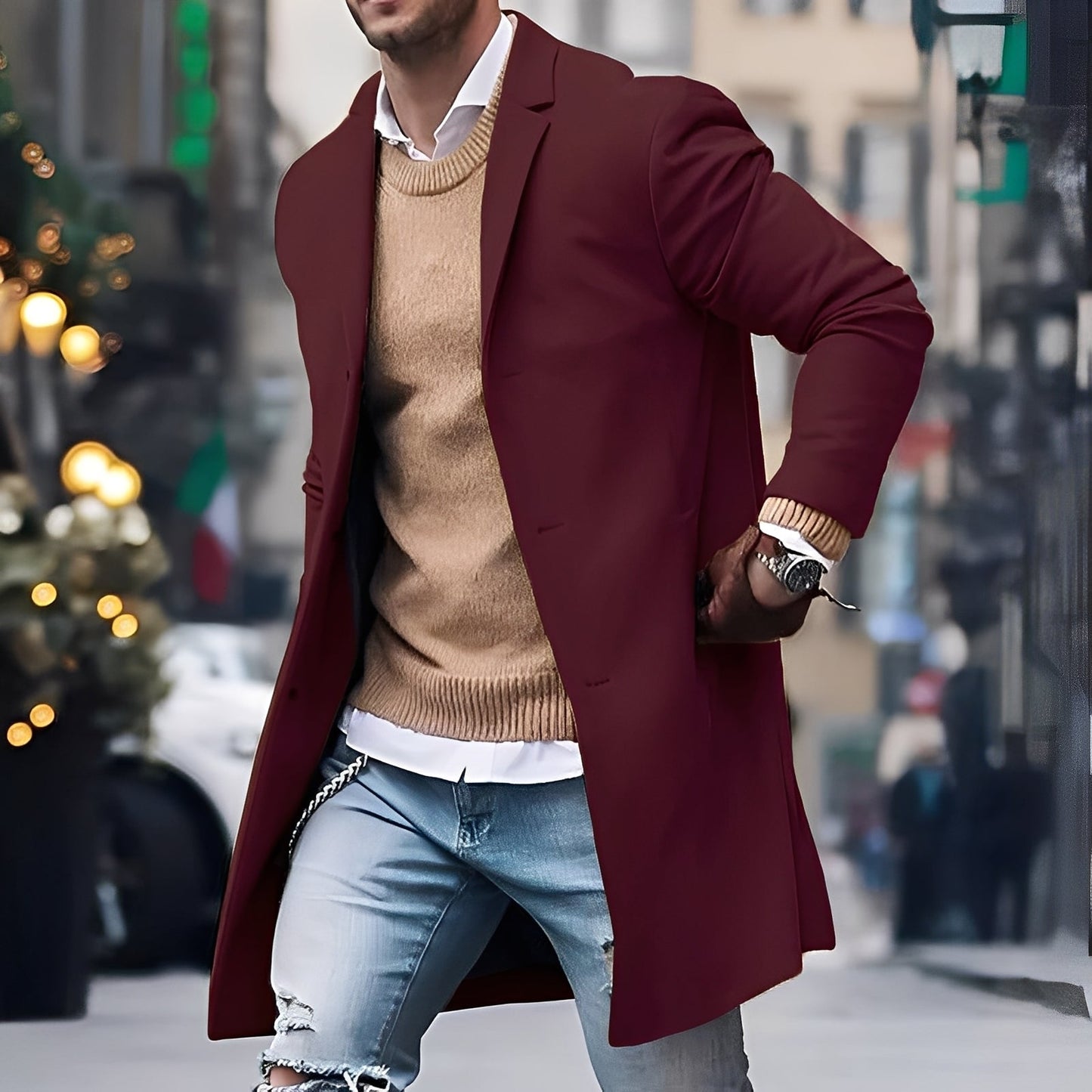 Elegant Men's Trench Coat Lapel Collar