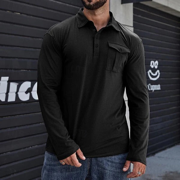 Herren Hemd Slim Fit Langarm Baumwolle Stehkragen