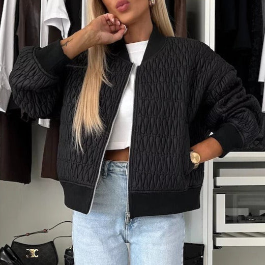 Kurzjacke Damen Gepolstert Casual Style - IdealeKleiden