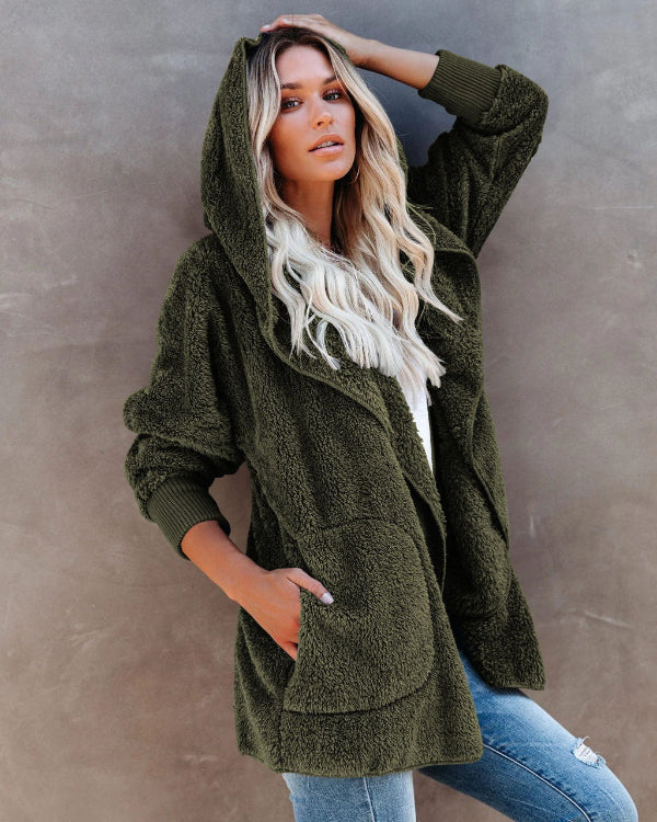 Comfortable Women's Plus Size Teddy Vest with Hood