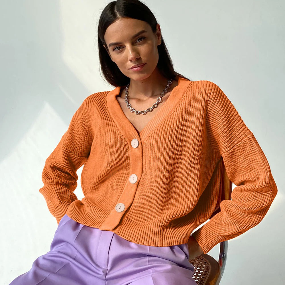 Women's Cardigan Loose Fit V-Neck
