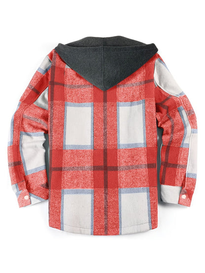 Fashionable Men's Plaid Hooded Jacket