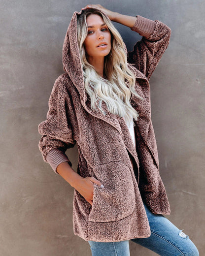 Comfortable Women's Plus Size Teddy Vest with Hood