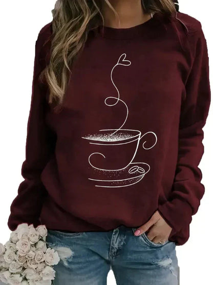 Coffee Sweatshirt Women Crewneck Coffee Mug Motif